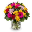 Bouquet with roses and germinis